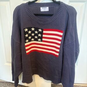 Old Navy Women's Navy Sweater with Flag Design